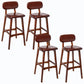 Rubberwood Modern Low Back Stool Matte Finish Upholstered Bar Stools Brown Brown 4 Piece Set Clearhalo 'Bar Furniture' 'Bar Stools' 'bar_stools' 'furn' 'furn_bar_stools' 'Furniture' 'furniture_bar_stools' 'Kitchen & Dining Furniture' 5031652