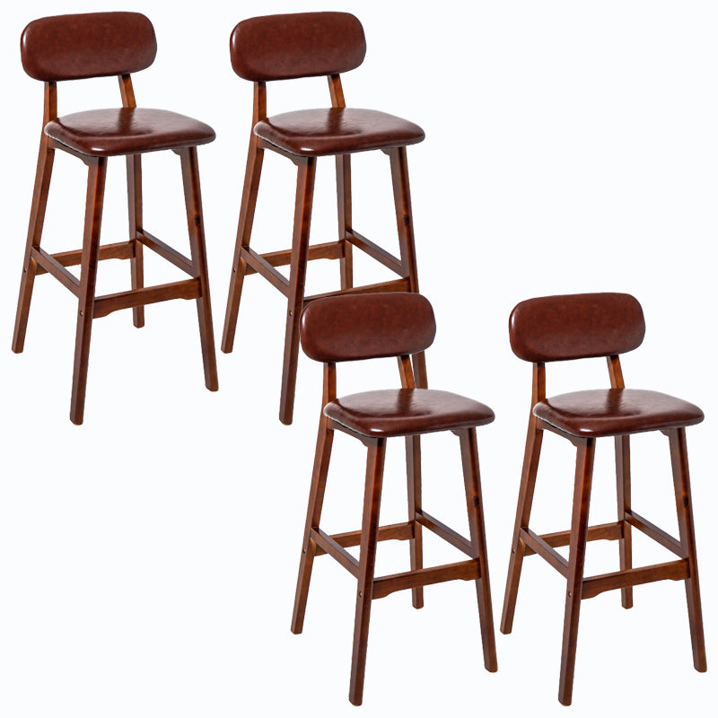 Rubberwood Modern Low Back Stool Matte Finish Upholstered Bar Stools Brown Brown 4 Piece Set Clearhalo 'Bar Furniture' 'Bar Stools' 'bar_stools' 'furn' 'furn_bar_stools' 'Furniture' 'furniture_bar_stools' 'Kitchen & Dining Furniture' 5031652