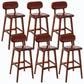 Rubberwood Modern Low Back Stool Matte Finish Upholstered Bar Stools Brown Brown 6 Piece Set Clearhalo 'Bar Furniture' 'Bar Stools' 'bar_stools' 'furn' 'furn_bar_stools' 'Furniture' 'furniture_bar_stools' 'Kitchen & Dining Furniture' 5031654