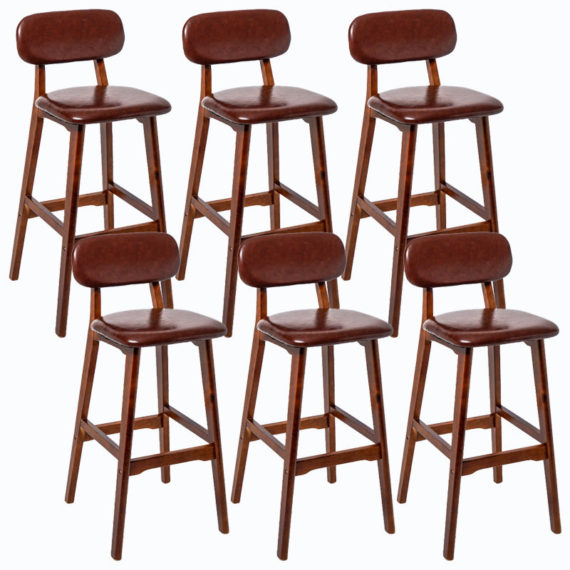 Rubberwood Modern Low Back Stool Matte Finish Upholstered Bar Stools Brown Brown 6 Piece Set Clearhalo 'Bar Furniture' 'Bar Stools' 'bar_stools' 'furn' 'furn_bar_stools' 'Furniture' 'furniture_bar_stools' 'Kitchen & Dining Furniture' 5031654