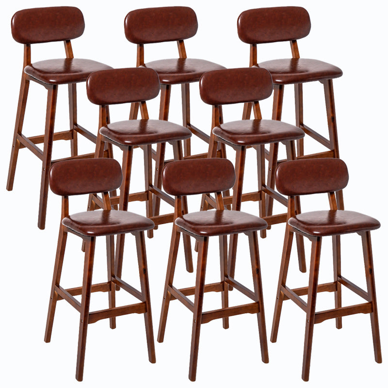 Rubberwood Modern Low Back Stool Matte Finish Upholstered Bar Stools Brown Brown 8 Piece Set Clearhalo 'Bar Furniture' 'Bar Stools' 'bar_stools' 'furn' 'furn_bar_stools' 'Furniture' 'furniture_bar_stools' 'Kitchen & Dining Furniture' 5031655