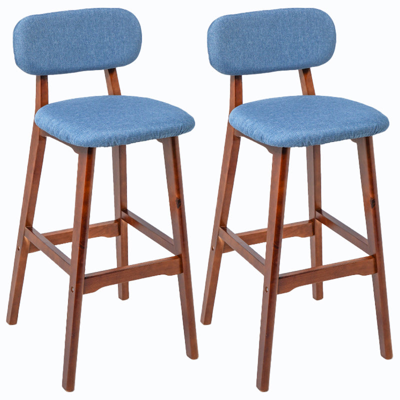 Rubberwood Modern Low Back Stool Matte Finish Upholstered Bar Stools Blue Brown 2 Piece Set Clearhalo 'Bar Furniture' 'Bar Stools' 'bar_stools' 'furn' 'furn_bar_stools' 'Furniture' 'furniture_bar_stools' 'Kitchen & Dining Furniture' 5031656