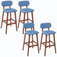 Rubberwood Modern Low Back Stool Matte Finish Upholstered Bar Stools Blue Brown 4 Piece Set Clearhalo 'Bar Furniture' 'Bar Stools' 'bar_stools' 'furn' 'furn_bar_stools' 'Furniture' 'furniture_bar_stools' 'Kitchen & Dining Furniture' 5031657