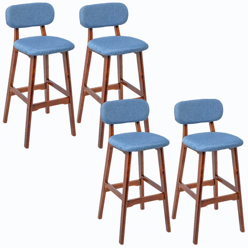 Rubberwood Modern Low Back Stool Matte Finish Upholstered Bar Stools Blue Brown 4 Piece Set Clearhalo 'Bar Furniture' 'Bar Stools' 'bar_stools' 'furn' 'furn_bar_stools' 'Furniture' 'furniture_bar_stools' 'Kitchen & Dining Furniture' 5031657