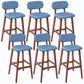 Rubberwood Modern Low Back Stool Matte Finish Upholstered Bar Stools Blue Brown 6 Piece Set Clearhalo 'Bar Furniture' 'Bar Stools' 'bar_stools' 'furn' 'furn_bar_stools' 'Furniture' 'furniture_bar_stools' 'Kitchen & Dining Furniture' 5031658