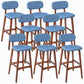 Rubberwood Modern Low Back Stool Matte Finish Upholstered Bar Stools Blue Brown 8 Piece Set Clearhalo 'Bar Furniture' 'Bar Stools' 'bar_stools' 'furn' 'furn_bar_stools' 'Furniture' 'furniture_bar_stools' 'Kitchen & Dining Furniture' 5031659