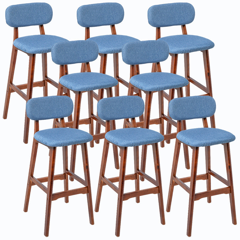 Rubberwood Modern Low Back Stool Matte Finish Upholstered Bar Stools Blue Brown 8 Piece Set Clearhalo 'Bar Furniture' 'Bar Stools' 'bar_stools' 'furn' 'furn_bar_stools' 'Furniture' 'furniture_bar_stools' 'Kitchen & Dining Furniture' 5031659