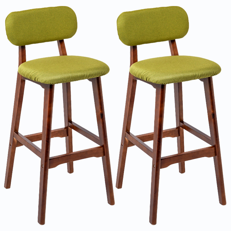 Rubberwood Modern Low Back Stool Matte Finish Upholstered Bar Stools Green Brown 2 Piece Set Clearhalo 'Bar Furniture' 'Bar Stools' 'bar_stools' 'furn' 'furn_bar_stools' 'Furniture' 'furniture_bar_stools' 'Kitchen & Dining Furniture' 5031660