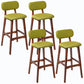 Rubberwood Modern Low Back Stool Matte Finish Upholstered Bar Stools Green Brown 4 Piece Set Clearhalo 'Bar Furniture' 'Bar Stools' 'bar_stools' 'furn' 'furn_bar_stools' 'Furniture' 'furniture_bar_stools' 'Kitchen & Dining Furniture' 5031661