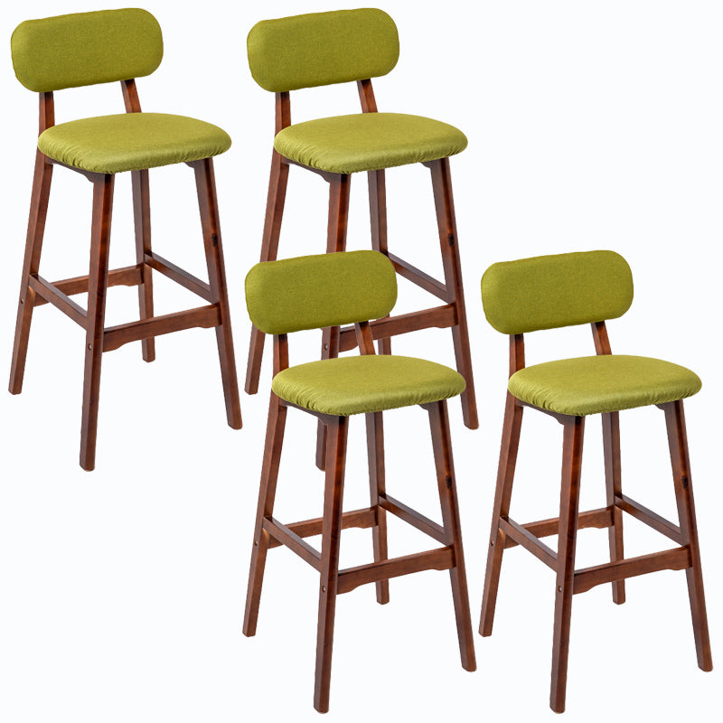 Rubberwood Modern Low Back Stool Matte Finish Upholstered Bar Stools Green Brown 4 Piece Set Clearhalo 'Bar Furniture' 'Bar Stools' 'bar_stools' 'furn' 'furn_bar_stools' 'Furniture' 'furniture_bar_stools' 'Kitchen & Dining Furniture' 5031661