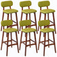 Rubberwood Modern Low Back Stool Matte Finish Upholstered Bar Stools Green Brown 6 Piece Set Clearhalo 'Bar Furniture' 'Bar Stools' 'bar_stools' 'furn' 'furn_bar_stools' 'Furniture' 'furniture_bar_stools' 'Kitchen & Dining Furniture' 5031662