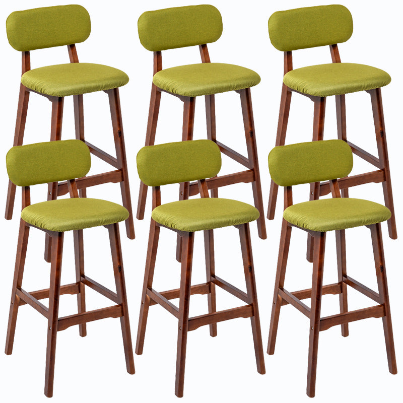 Rubberwood Modern Low Back Stool Matte Finish Upholstered Bar Stools Green Brown 6 Piece Set Clearhalo 'Bar Furniture' 'Bar Stools' 'bar_stools' 'furn' 'furn_bar_stools' 'Furniture' 'furniture_bar_stools' 'Kitchen & Dining Furniture' 5031662
