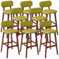 Rubberwood Modern Low Back Stool Matte Finish Upholstered Bar Stools Green Brown 8 Piece Set Clearhalo 'Bar Furniture' 'Bar Stools' 'bar_stools' 'furn' 'furn_bar_stools' 'Furniture' 'furniture_bar_stools' 'Kitchen & Dining Furniture' 5031663
