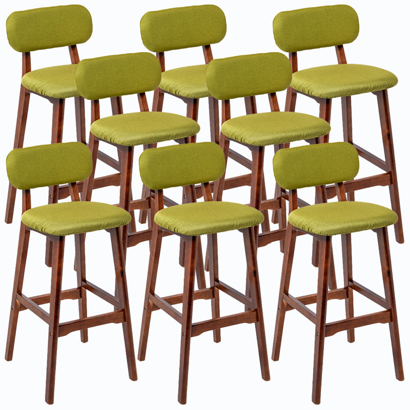 Rubberwood Modern Low Back Stool Matte Finish Upholstered Bar Stools Green Brown 8 Piece Set Clearhalo 'Bar Furniture' 'Bar Stools' 'bar_stools' 'furn' 'furn_bar_stools' 'Furniture' 'furniture_bar_stools' 'Kitchen & Dining Furniture' 5031663