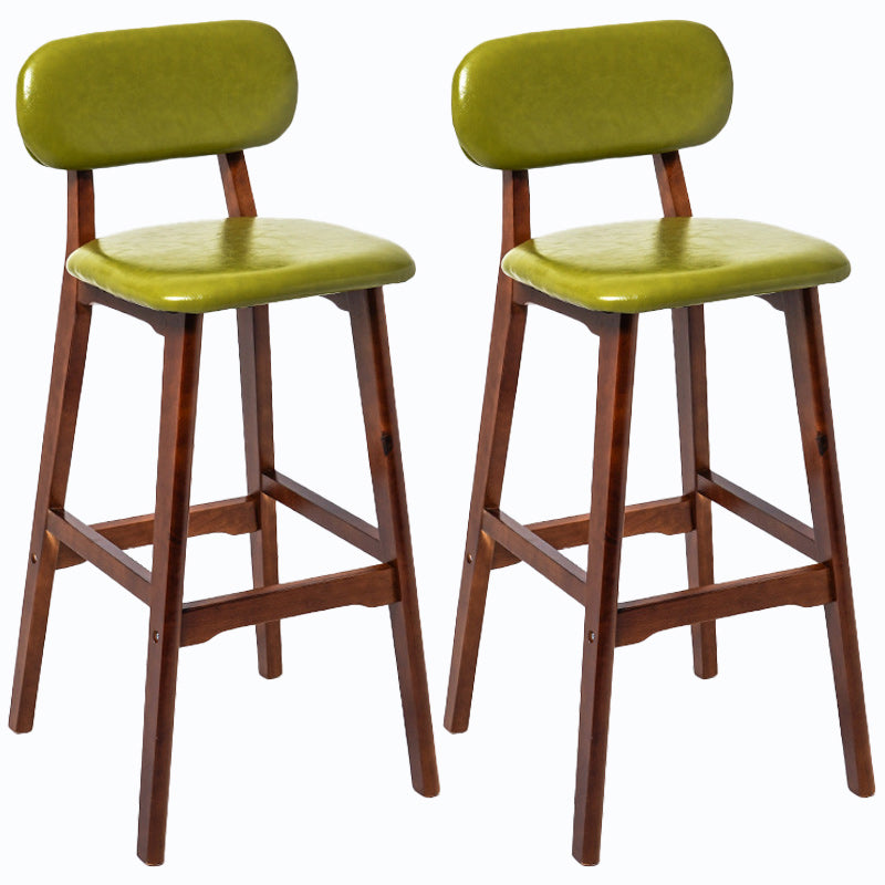 Rubberwood Modern Low Back Stool Matte Finish Upholstered Bar Stools Light Green Brown 2 Piece Set Clearhalo 'Bar Furniture' 'Bar Stools' 'bar_stools' 'furn' 'furn_bar_stools' 'Furniture' 'furniture_bar_stools' 'Kitchen & Dining Furniture' 5031664