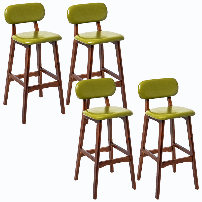 Rubberwood Modern Low Back Stool Matte Finish Upholstered Bar Stools Light Green Brown 4 Piece Set Clearhalo 'Bar Furniture' 'Bar Stools' 'bar_stools' 'furn' 'furn_bar_stools' 'Furniture' 'furniture_bar_stools' 'Kitchen & Dining Furniture' 5031665