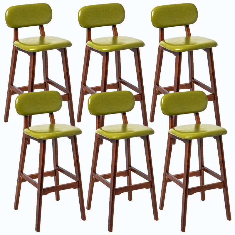 Rubberwood Modern Low Back Stool Matte Finish Upholstered Bar Stools Light Green Brown 6 Piece Set Clearhalo 'Bar Furniture' 'Bar Stools' 'bar_stools' 'furn' 'furn_bar_stools' 'Furniture' 'furniture_bar_stools' 'Kitchen & Dining Furniture' 5031666