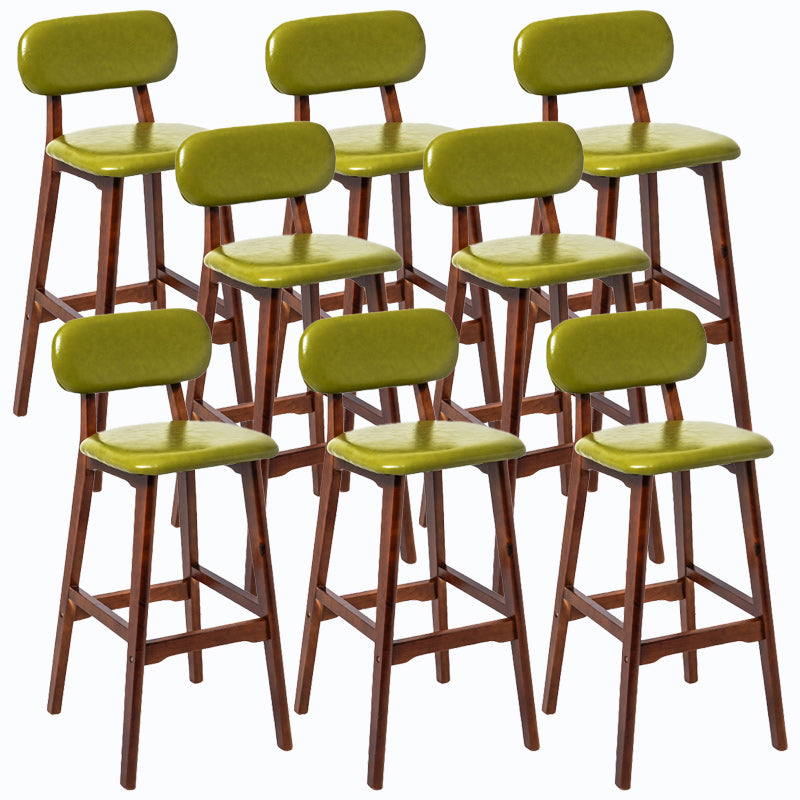 Rubberwood Modern Low Back Stool Matte Finish Upholstered Bar Stools Light Green Brown 8 Piece Set Clearhalo 'Bar Furniture' 'Bar Stools' 'bar_stools' 'furn' 'furn_bar_stools' 'Furniture' 'furniture_bar_stools' 'Kitchen & Dining Furniture' 5031667