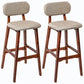 Rubberwood Modern Low Back Stool Matte Finish Upholstered Bar Stools Khaki Brown 2 Piece Set Clearhalo 'Bar Furniture' 'Bar Stools' 'bar_stools' 'furn' 'furn_bar_stools' 'Furniture' 'furniture_bar_stools' 'Kitchen & Dining Furniture' 5031668