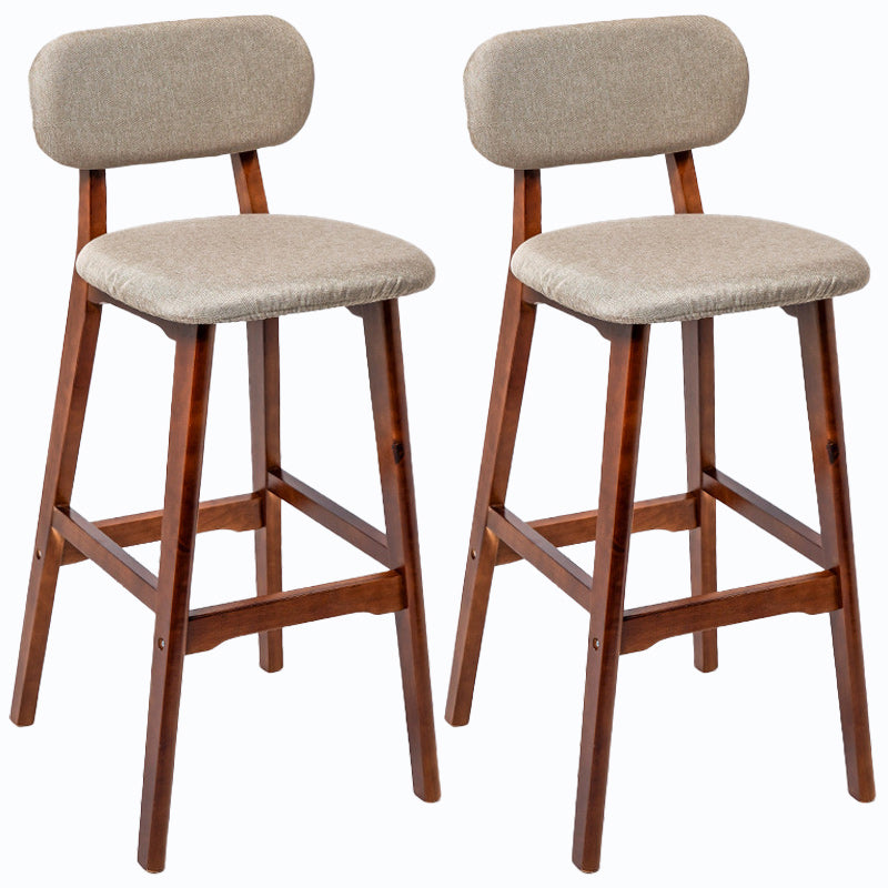Rubberwood Modern Low Back Stool Matte Finish Upholstered Bar Stools Khaki Brown 2 Piece Set Clearhalo 'Bar Furniture' 'Bar Stools' 'bar_stools' 'furn' 'furn_bar_stools' 'Furniture' 'furniture_bar_stools' 'Kitchen & Dining Furniture' 5031668