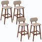 Rubberwood Modern Low Back Stool Matte Finish Upholstered Bar Stools Khaki Brown 4 Piece Set Clearhalo 'Bar Furniture' 'Bar Stools' 'bar_stools' 'furn' 'furn_bar_stools' 'Furniture' 'furniture_bar_stools' 'Kitchen & Dining Furniture' 5031669