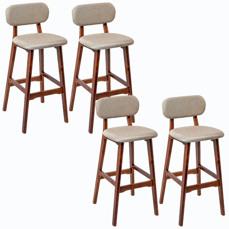 Rubberwood Modern Low Back Stool Matte Finish Upholstered Bar Stools Khaki Brown 4 Piece Set Clearhalo 'Bar Furniture' 'Bar Stools' 'bar_stools' 'furn' 'furn_bar_stools' 'Furniture' 'furniture_bar_stools' 'Kitchen & Dining Furniture' 5031669