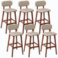 Rubberwood Modern Low Back Stool Matte Finish Upholstered Bar Stools Khaki Brown 6 Piece Set Clearhalo 'Bar Furniture' 'Bar Stools' 'bar_stools' 'furn' 'furn_bar_stools' 'Furniture' 'furniture_bar_stools' 'Kitchen & Dining Furniture' 5031670