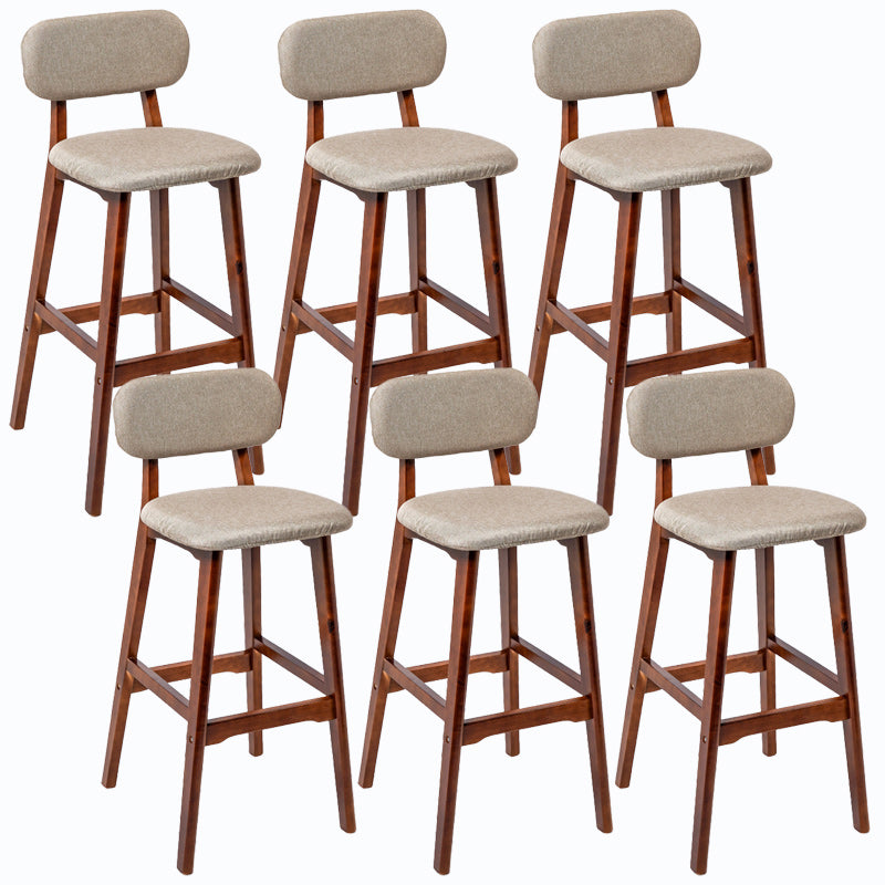 Rubberwood Modern Low Back Stool Matte Finish Upholstered Bar Stools Khaki Brown 6 Piece Set Clearhalo 'Bar Furniture' 'Bar Stools' 'bar_stools' 'furn' 'furn_bar_stools' 'Furniture' 'furniture_bar_stools' 'Kitchen & Dining Furniture' 5031670