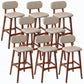 Rubberwood Modern Low Back Stool Matte Finish Upholstered Bar Stools Khaki Brown 8 Piece Set Clearhalo 'Bar Furniture' 'Bar Stools' 'bar_stools' 'furn' 'furn_bar_stools' 'Furniture' 'furniture_bar_stools' 'Kitchen & Dining Furniture' 5031671