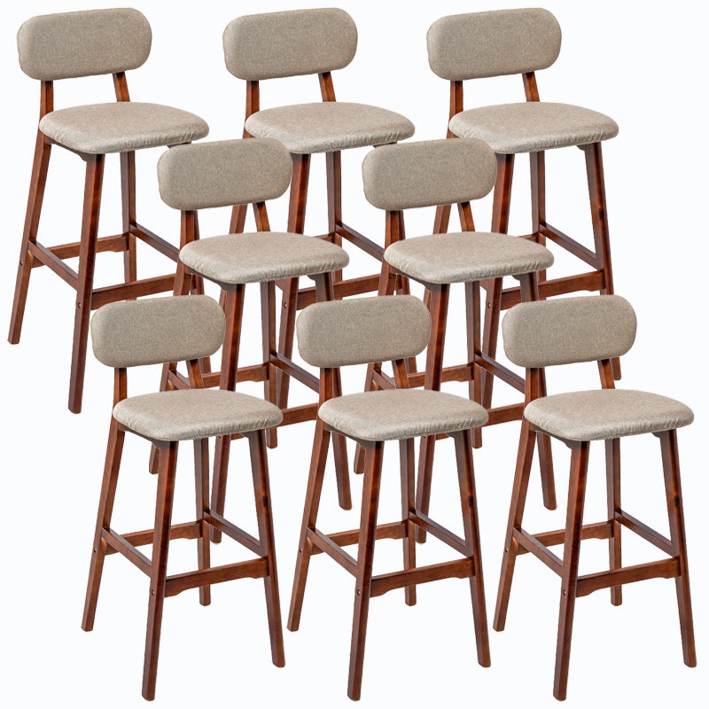 Rubberwood Modern Low Back Stool Matte Finish Upholstered Bar Stools Khaki Brown 8 Piece Set Clearhalo 'Bar Furniture' 'Bar Stools' 'bar_stools' 'furn' 'furn_bar_stools' 'Furniture' 'furniture_bar_stools' 'Kitchen & Dining Furniture' 5031671