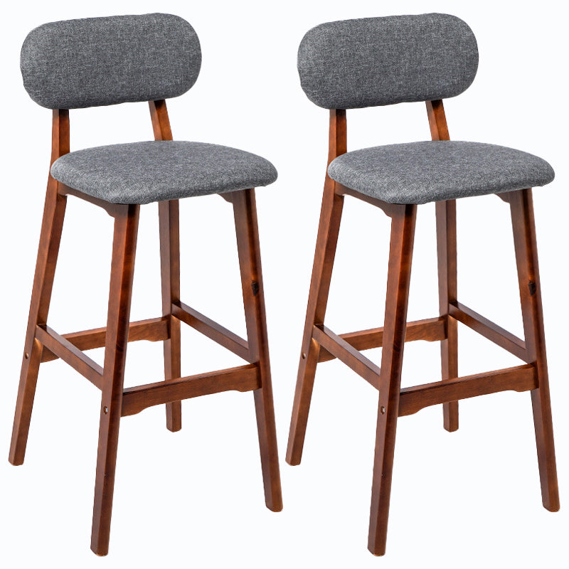 Rubberwood Modern Low Back Stool Matte Finish Upholstered Bar Stools Smoke Gray Brown 2 Piece Set Clearhalo 'Bar Furniture' 'Bar Stools' 'bar_stools' 'furn' 'furn_bar_stools' 'Furniture' 'furniture_bar_stools' 'Kitchen & Dining Furniture' 5031672