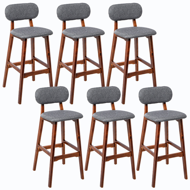 Rubberwood Modern Low Back Stool Matte Finish Upholstered Bar Stools Smoke Gray Brown 6 Piece Set Clearhalo 'Bar Furniture' 'Bar Stools' 'bar_stools' 'furn' 'furn_bar_stools' 'Furniture' 'furniture_bar_stools' 'Kitchen & Dining Furniture' 5031673