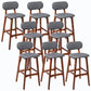Rubberwood Modern Low Back Stool Matte Finish Upholstered Bar Stools Smoke Gray Brown 8 Piece Set Clearhalo 'Bar Furniture' 'Bar Stools' 'bar_stools' 'furn' 'furn_bar_stools' 'Furniture' 'furniture_bar_stools' 'Kitchen & Dining Furniture' 5031674