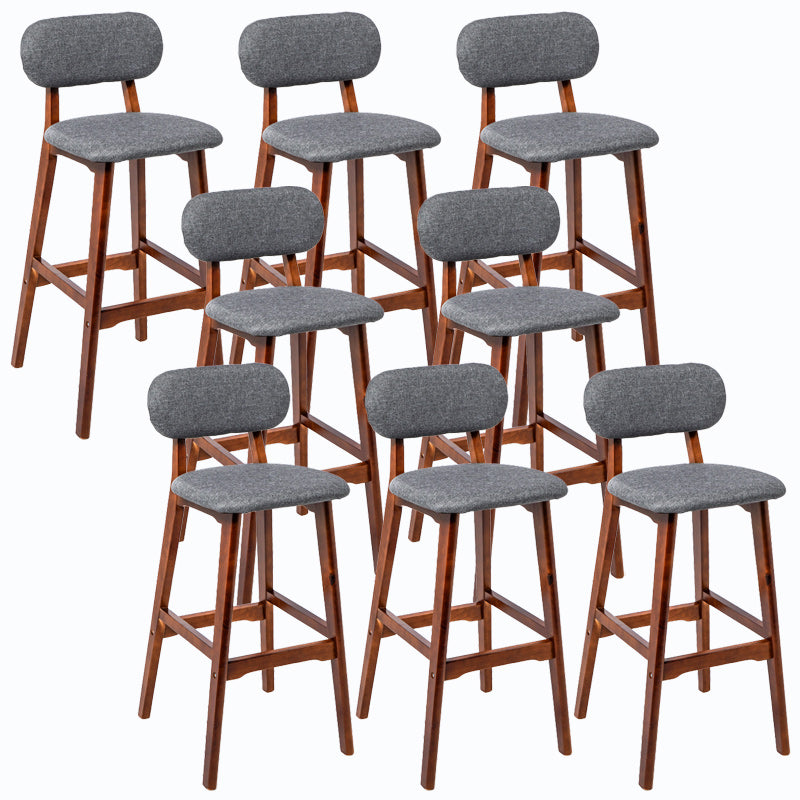 Rubberwood Modern Low Back Stool Matte Finish Upholstered Bar Stools Smoke Gray Brown 8 Piece Set Clearhalo 'Bar Furniture' 'Bar Stools' 'bar_stools' 'furn' 'furn_bar_stools' 'Furniture' 'furniture_bar_stools' 'Kitchen & Dining Furniture' 5031674