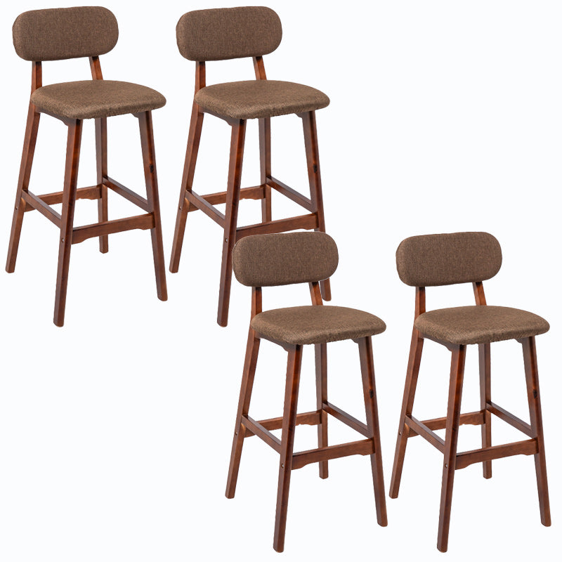 Rubberwood Modern Low Back Stool Matte Finish Upholstered Bar Stools Coffee Brown 4 Piece Set Clearhalo 'Bar Furniture' 'Bar Stools' 'bar_stools' 'furn' 'furn_bar_stools' 'Furniture' 'furniture_bar_stools' 'Kitchen & Dining Furniture' 5031676