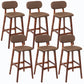 Rubberwood Modern Low Back Stool Matte Finish Upholstered Bar Stools Coffee Brown 6 Piece Set Clearhalo 'Bar Furniture' 'Bar Stools' 'bar_stools' 'furn' 'furn_bar_stools' 'Furniture' 'furniture_bar_stools' 'Kitchen & Dining Furniture' 5031677
