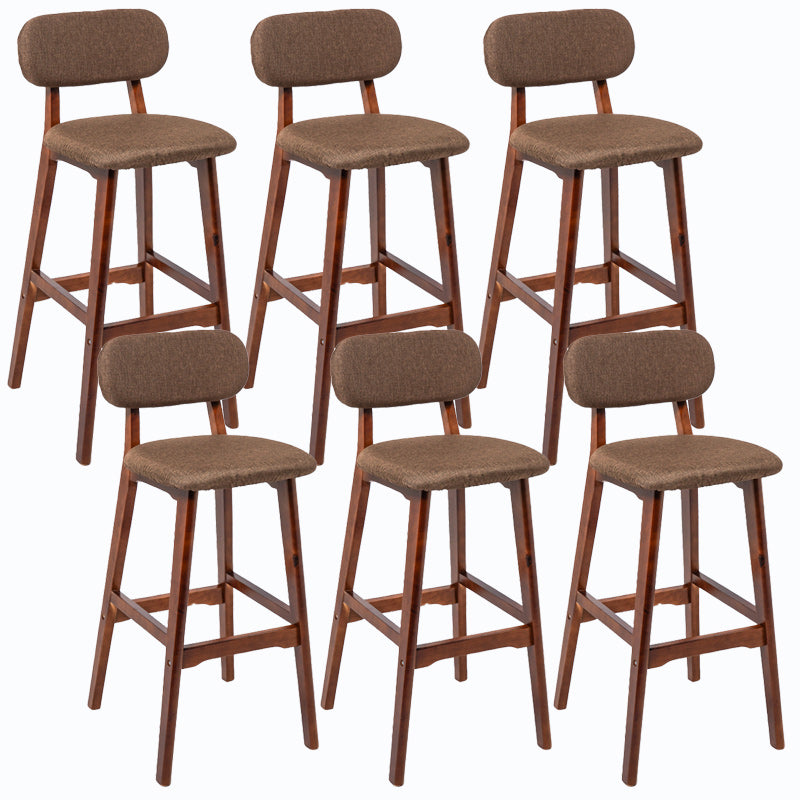 Rubberwood Modern Low Back Stool Matte Finish Upholstered Bar Stools Coffee Brown 6 Piece Set Clearhalo 'Bar Furniture' 'Bar Stools' 'bar_stools' 'furn' 'furn_bar_stools' 'Furniture' 'furniture_bar_stools' 'Kitchen & Dining Furniture' 5031677