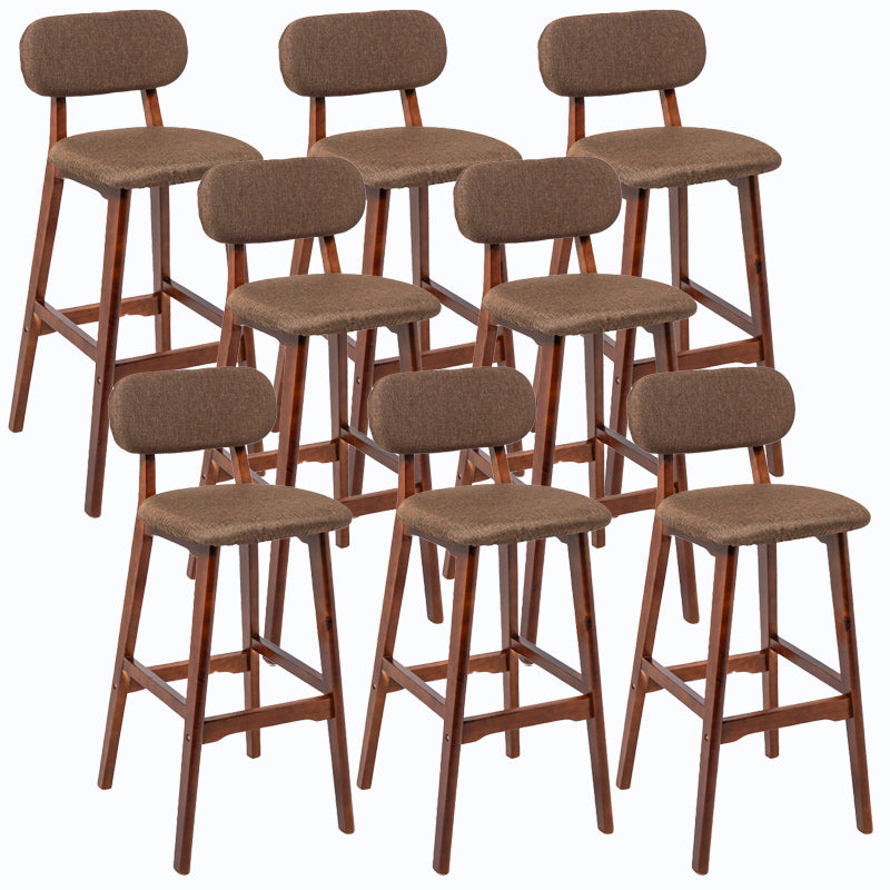 Rubberwood Modern Low Back Stool Matte Finish Upholstered Bar Stools Coffee Brown 8 Piece Set Clearhalo 'Bar Furniture' 'Bar Stools' 'bar_stools' 'furn' 'furn_bar_stools' 'Furniture' 'furniture_bar_stools' 'Kitchen & Dining Furniture' 5031678