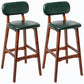 Rubberwood Modern Low Back Stool Matte Finish Upholstered Bar Stools Blackish Green Brown 2 Piece Set Clearhalo 'Bar Furniture' 'Bar Stools' 'bar_stools' 'furn' 'furn_bar_stools' 'Furniture' 'furniture_bar_stools' 'Kitchen & Dining Furniture' 5031679