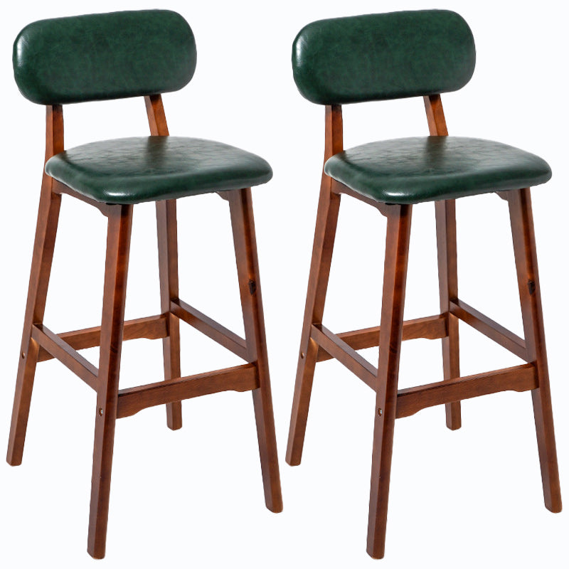 Rubberwood Modern Low Back Stool Matte Finish Upholstered Bar Stools Blackish Green Brown 2 Piece Set Clearhalo 'Bar Furniture' 'Bar Stools' 'bar_stools' 'furn' 'furn_bar_stools' 'Furniture' 'furniture_bar_stools' 'Kitchen & Dining Furniture' 5031679