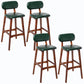 Rubberwood Modern Low Back Stool Matte Finish Upholstered Bar Stools Blackish Green Brown 4 Piece Set Clearhalo 'Bar Furniture' 'Bar Stools' 'bar_stools' 'furn' 'furn_bar_stools' 'Furniture' 'furniture_bar_stools' 'Kitchen & Dining Furniture' 5031680