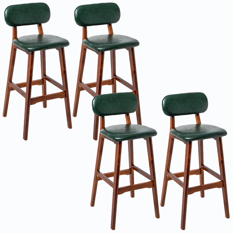 Rubberwood Modern Low Back Stool Matte Finish Upholstered Bar Stools Blackish Green Brown 4 Piece Set Clearhalo 'Bar Furniture' 'Bar Stools' 'bar_stools' 'furn' 'furn_bar_stools' 'Furniture' 'furniture_bar_stools' 'Kitchen & Dining Furniture' 5031680
