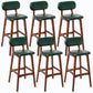 Rubberwood Modern Low Back Stool Matte Finish Upholstered Bar Stools Blackish Green Brown 6 Piece Set Clearhalo 'Bar Furniture' 'Bar Stools' 'bar_stools' 'furn' 'furn_bar_stools' 'Furniture' 'furniture_bar_stools' 'Kitchen & Dining Furniture' 5031681