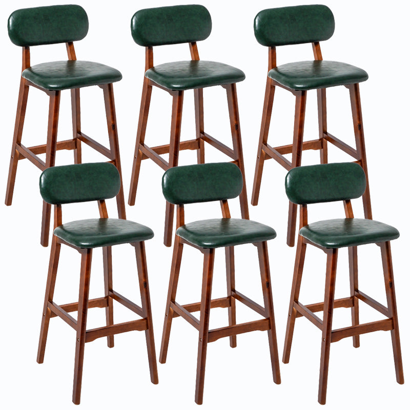 Rubberwood Modern Low Back Stool Matte Finish Upholstered Bar Stools Blackish Green Brown 6 Piece Set Clearhalo 'Bar Furniture' 'Bar Stools' 'bar_stools' 'furn' 'furn_bar_stools' 'Furniture' 'furniture_bar_stools' 'Kitchen & Dining Furniture' 5031681