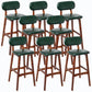 Rubberwood Modern Low Back Stool Matte Finish Upholstered Bar Stools Blackish Green Brown 8 Piece Set Clearhalo 'Bar Furniture' 'Bar Stools' 'bar_stools' 'furn' 'furn_bar_stools' 'Furniture' 'furniture_bar_stools' 'Kitchen & Dining Furniture' 5031682