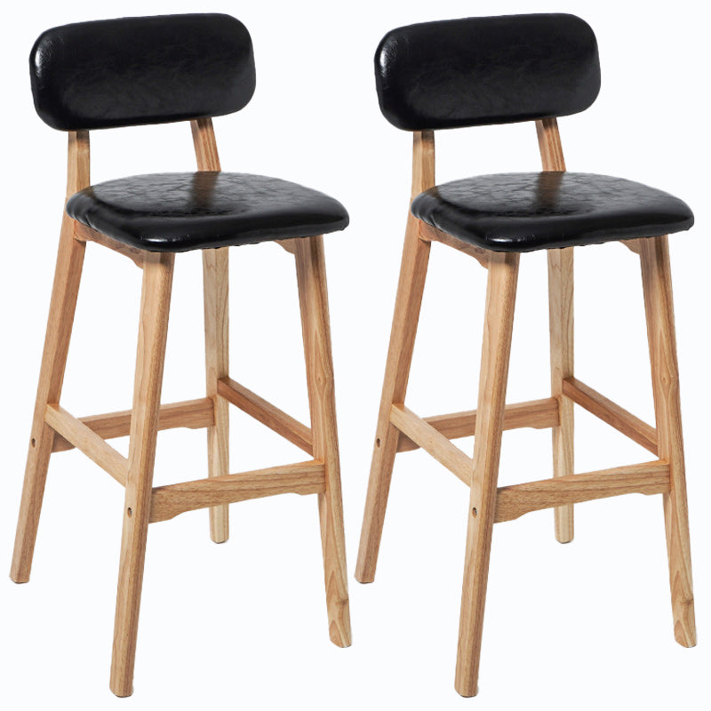 Rubberwood Modern Low Back Stool Matte Finish Upholstered Bar Stools Black Natural 2 Piece Set Clearhalo 'Bar Furniture' 'Bar Stools' 'bar_stools' 'furn' 'furn_bar_stools' 'Furniture' 'furniture_bar_stools' 'Kitchen & Dining Furniture' 5031683