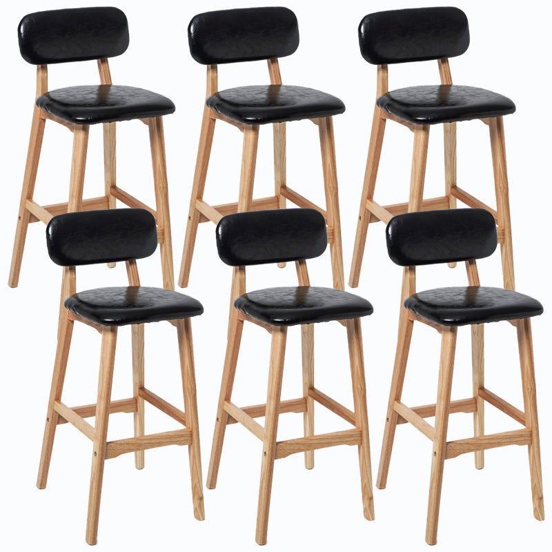 Rubberwood Modern Low Back Stool Matte Finish Upholstered Bar Stools Black Natural 6 Piece Set Clearhalo 'Bar Furniture' 'Bar Stools' 'bar_stools' 'furn' 'furn_bar_stools' 'Furniture' 'furniture_bar_stools' 'Kitchen & Dining Furniture' 5031685