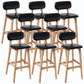 Rubberwood Modern Low Back Stool Matte Finish Upholstered Bar Stools Black Natural 8 Piece Set Clearhalo 'Bar Furniture' 'Bar Stools' 'bar_stools' 'furn' 'furn_bar_stools' 'Furniture' 'furniture_bar_stools' 'Kitchen & Dining Furniture' 5031686