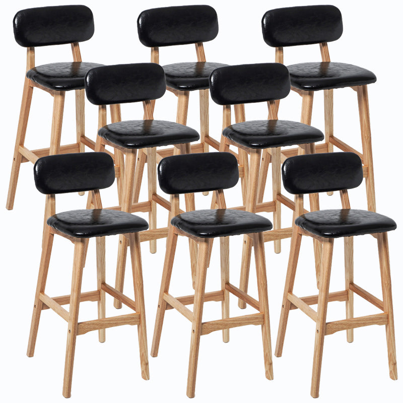 Rubberwood Modern Low Back Stool Matte Finish Upholstered Bar Stools Black Natural 8 Piece Set Clearhalo 'Bar Furniture' 'Bar Stools' 'bar_stools' 'furn' 'furn_bar_stools' 'Furniture' 'furniture_bar_stools' 'Kitchen & Dining Furniture' 5031686