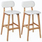 Rubberwood Modern Low Back Stool Matte Finish Upholstered Bar Stools White Natural 2 Piece Set Clearhalo 'Bar Furniture' 'Bar Stools' 'bar_stools' 'furn' 'furn_bar_stools' 'Furniture' 'furniture_bar_stools' 'Kitchen & Dining Furniture' 5031687
